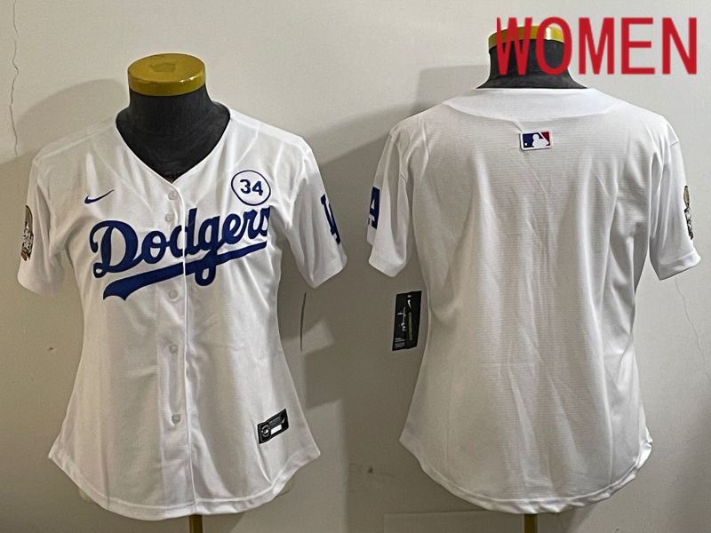 Women Los Angeles Dodgers Blank White Game 2024 Nike MLB Jersey style 1121